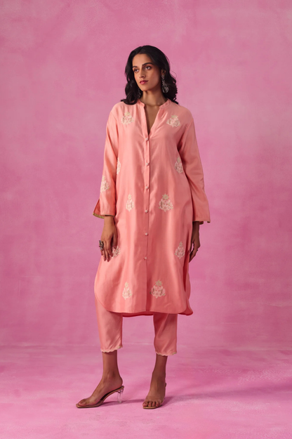 The Ethereal Pink Button Down Shirt Set