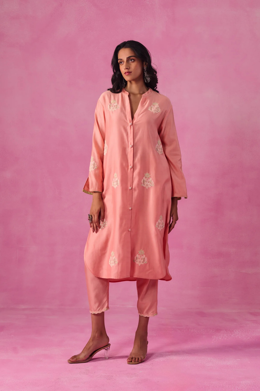The Ethereal Pink Button Down Shirt Set