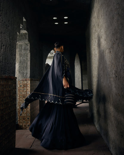 The Eternal Rich Black Halter Style Kurta & Sharara Set