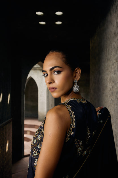 The Eternal Rich Black Halter Style Kurta & Sharara Set