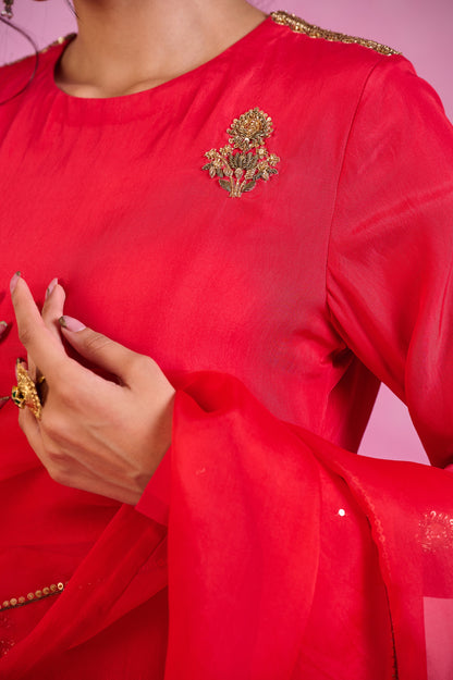 The Eternal Scarlet-Red kurta set