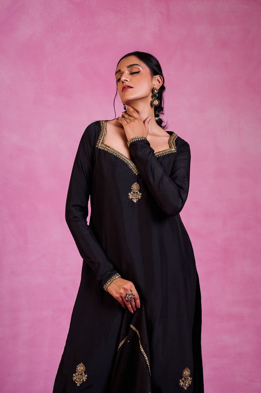 The Eternal Black-Ebony A-Line Kurta set