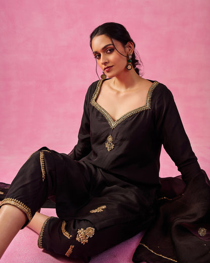 The Eternal Black-Ebony A-Line Kurta set