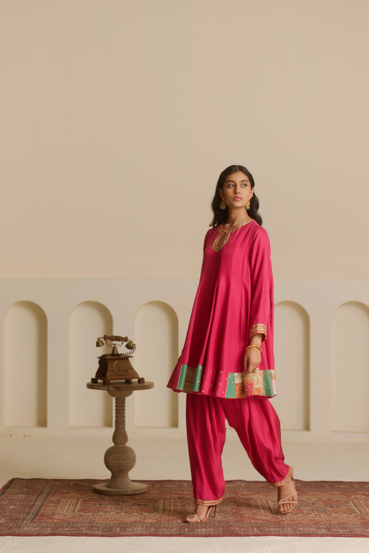 Kalidar Mid-Length Kurta with Salwar Set