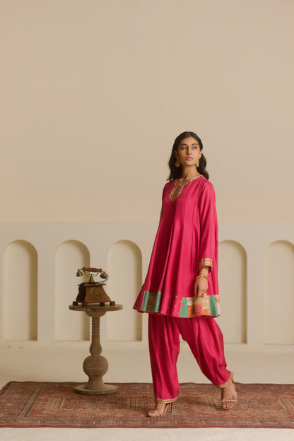 Kalidar Mid-Length Kurta with Salwar Set