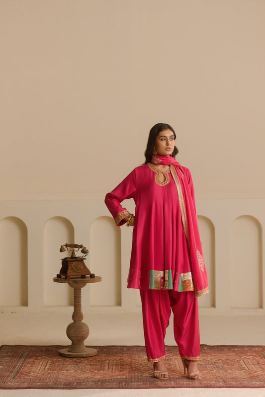 Kalidar Mid-Length Kurta with Salwar Set