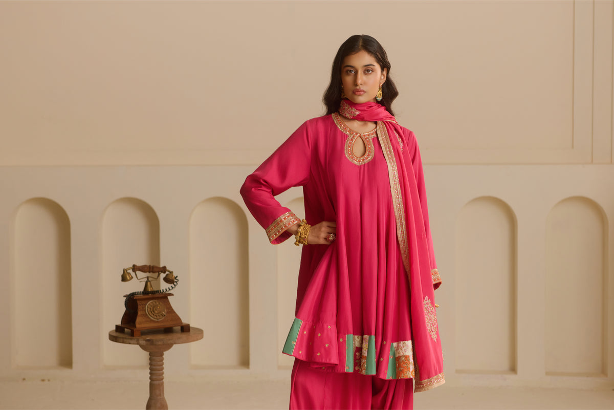 Kalidar Mid-Length Kurta with Salwar Set