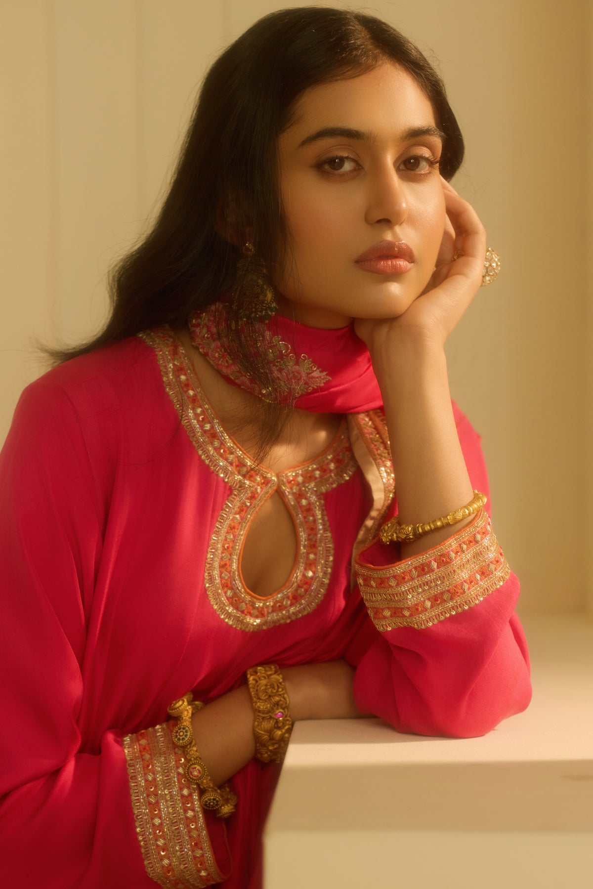 Kalidar Mid-Length Kurta with Salwar Set