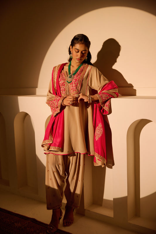 Signature yoke style flared kurta salwar set