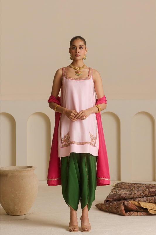 Strappy Kurta & draped Dhoti set
