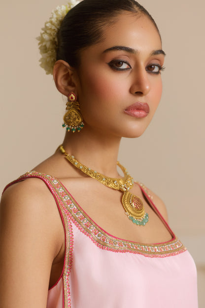 Strappy Kurta & draped Dhoti set