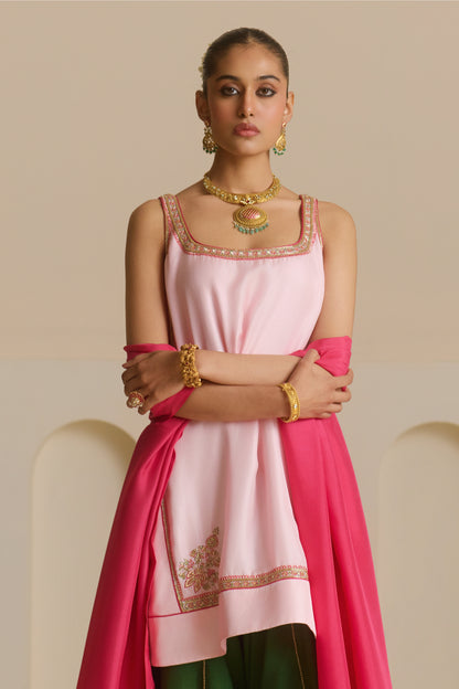 Strappy Kurta & draped Dhoti set
