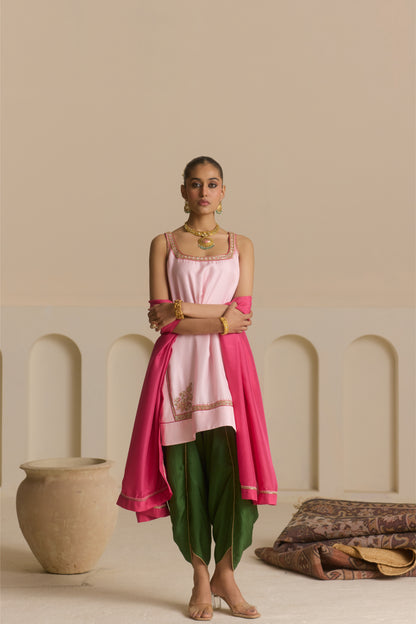 Strappy Kurta & draped Dhoti set