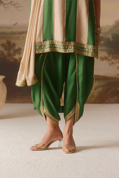 Strappy panelled Kurta & draped Dhoti set