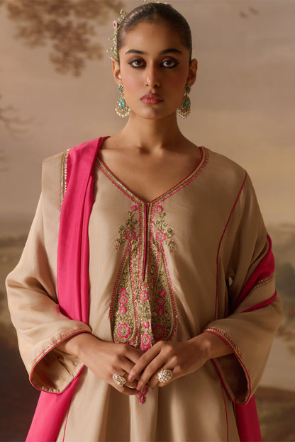 v- neck kalidar kurta & salwar set