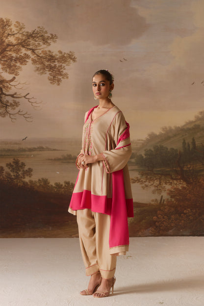 v- neck kalidar kurta & salwar set