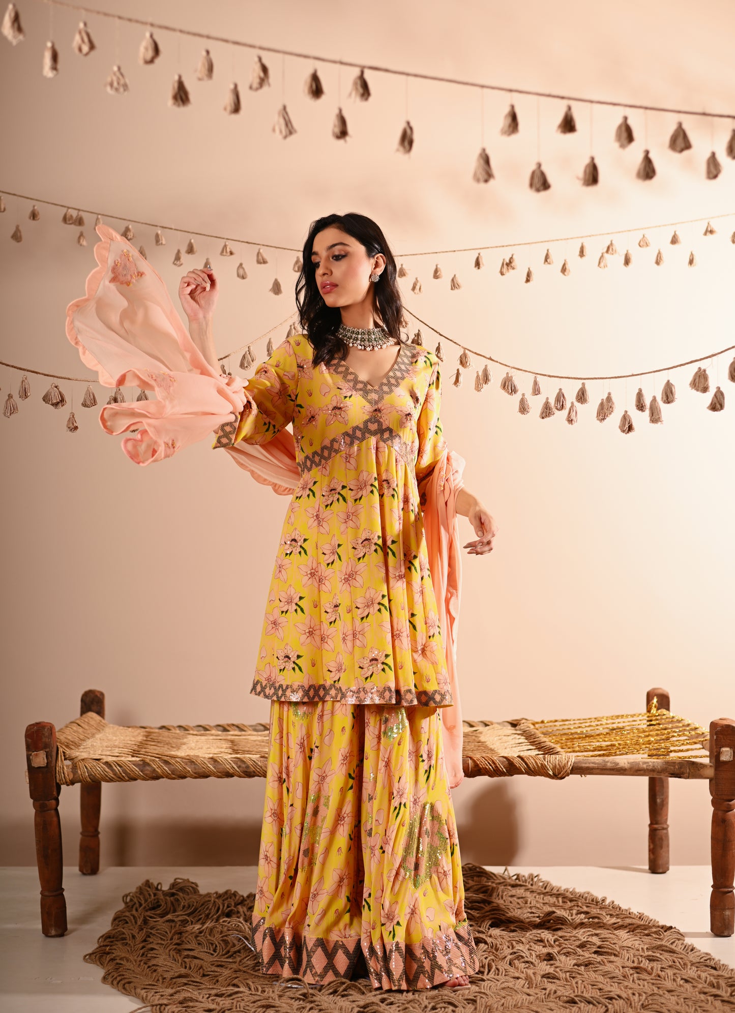 The Rose-Bud Sharara Set