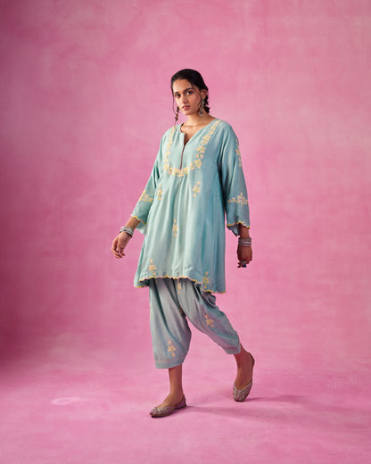 The Ethereal Blue Flared Kurta & Salwar Set