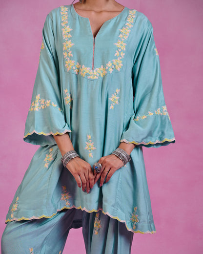 The Ethereal Blue Flared Kurta & Salwar Set
