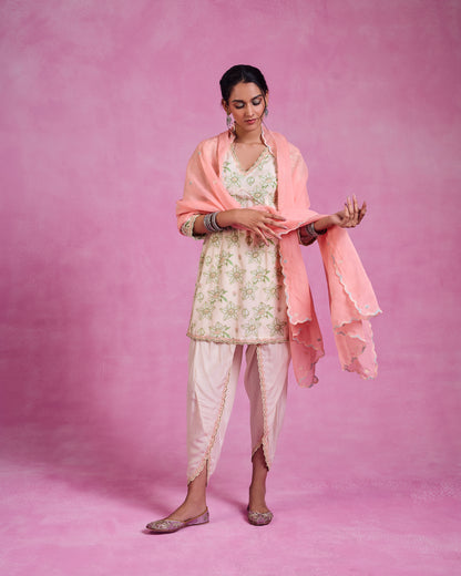 The Ethereal Ivory & Green Printed Kurta Set
