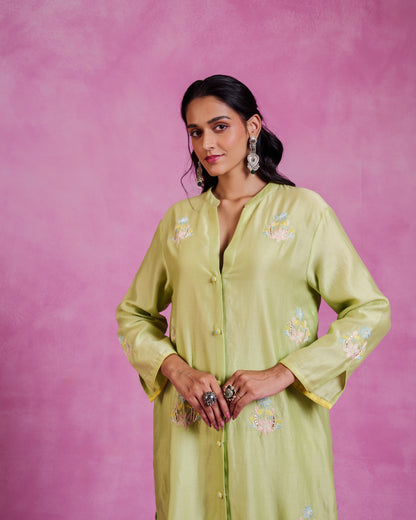The Ethereal Matcha Green Button Down Shirt Set