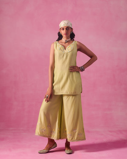 The Ethereal Matcha Green Curved Kurta Set