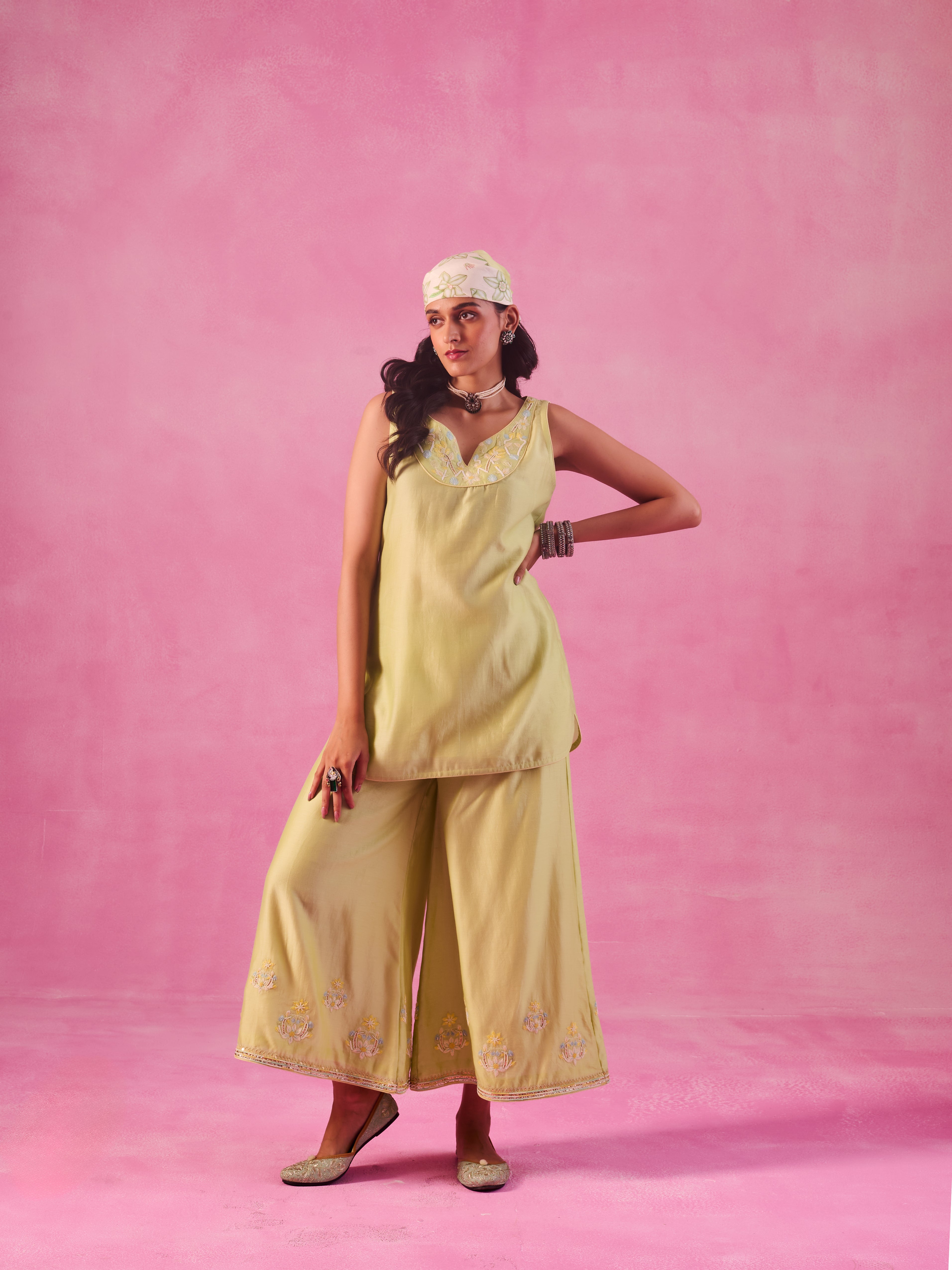 The Ethereal Matcha Green Curved Kurta Set