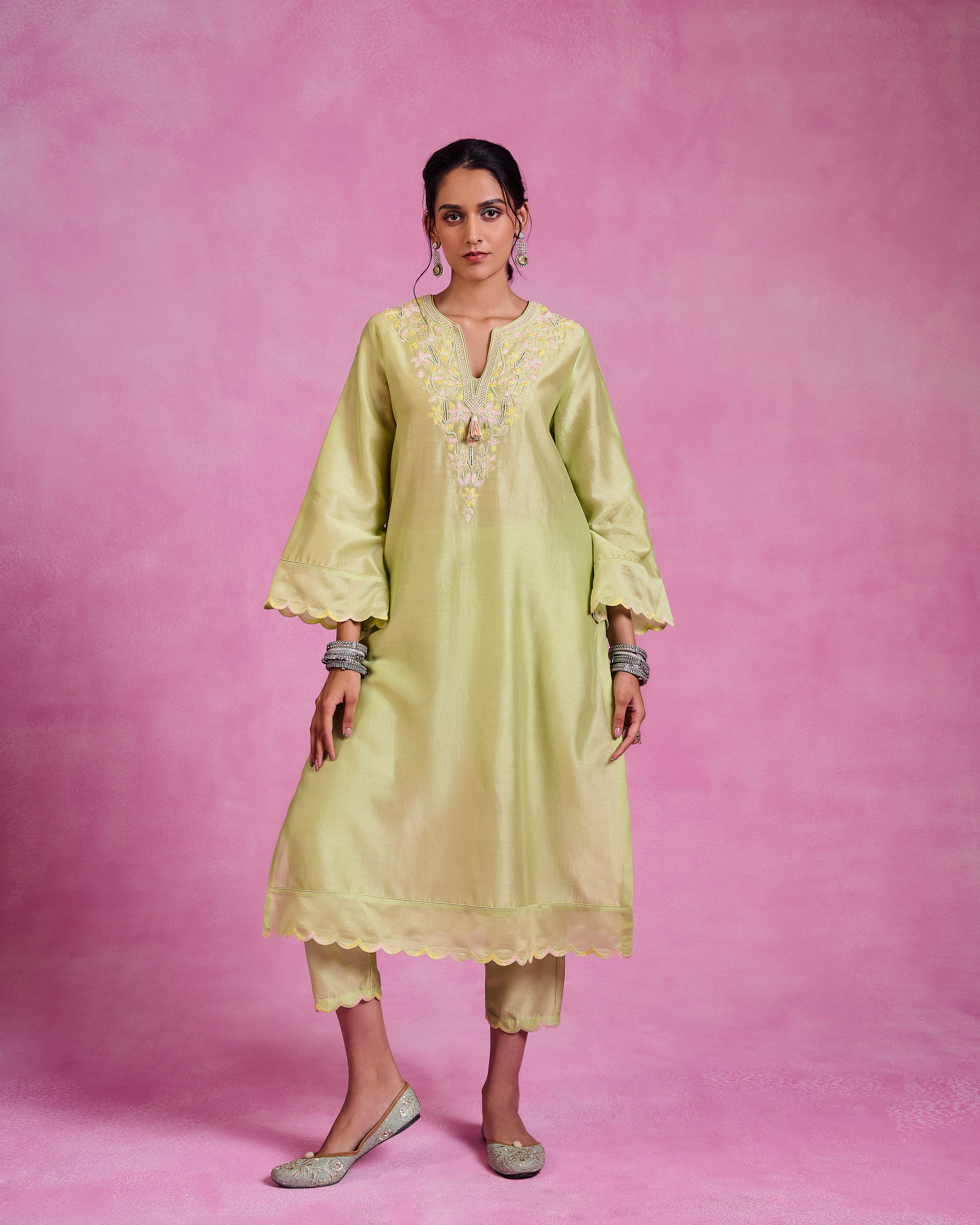 The Ethereal Matcha Green Kaftan Style Kurta Set