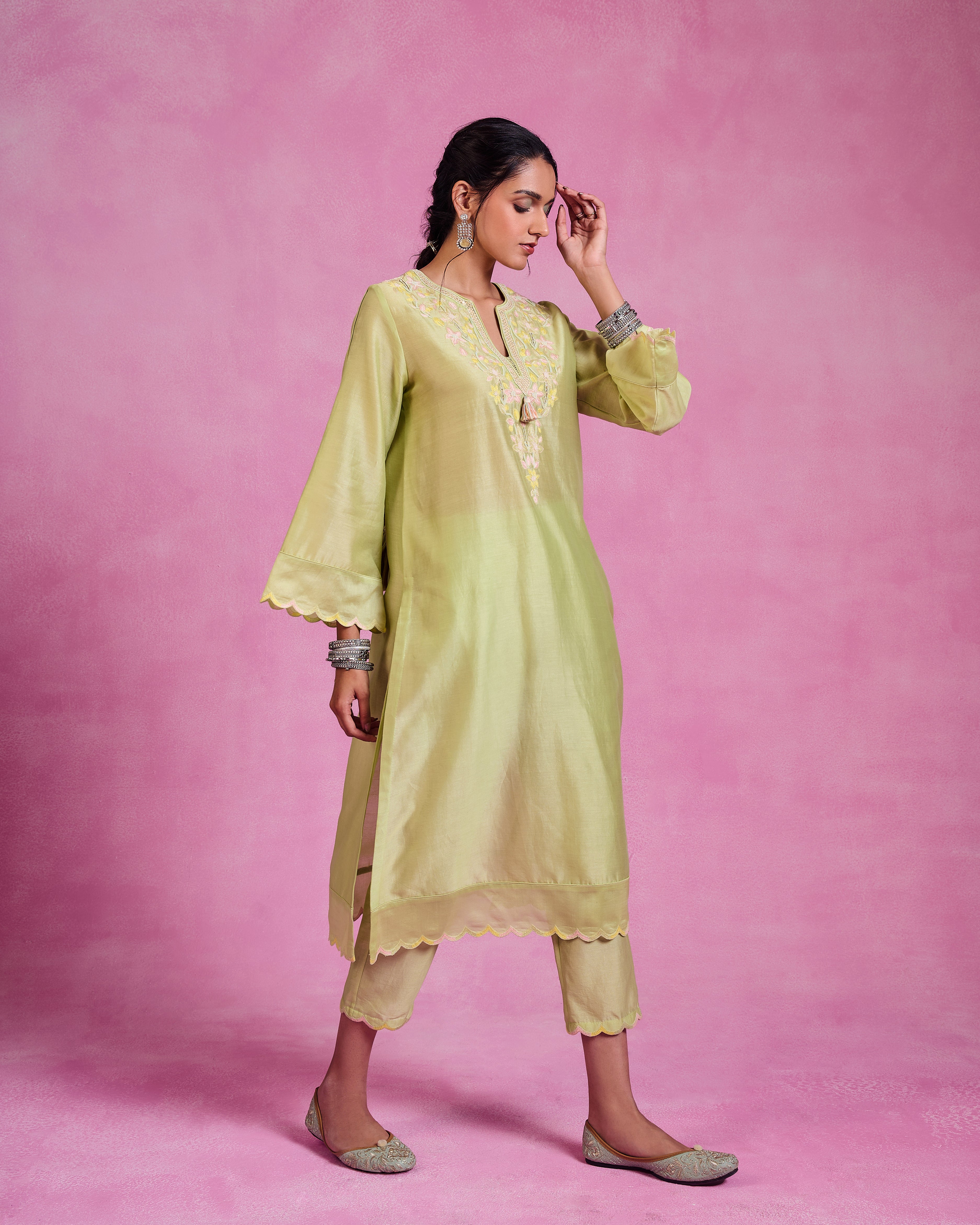The Ethereal Matcha Green Kaftan Style Kurta Set