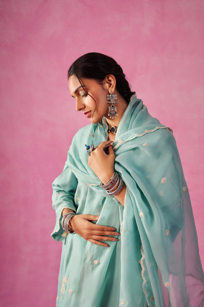 The Ethereal Blue Short- Kurta & Salwar Set