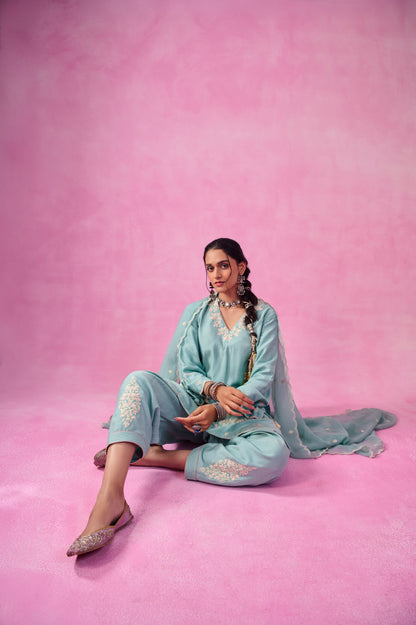 The Ethereal Blue Short- Kurta & Salwar Set
