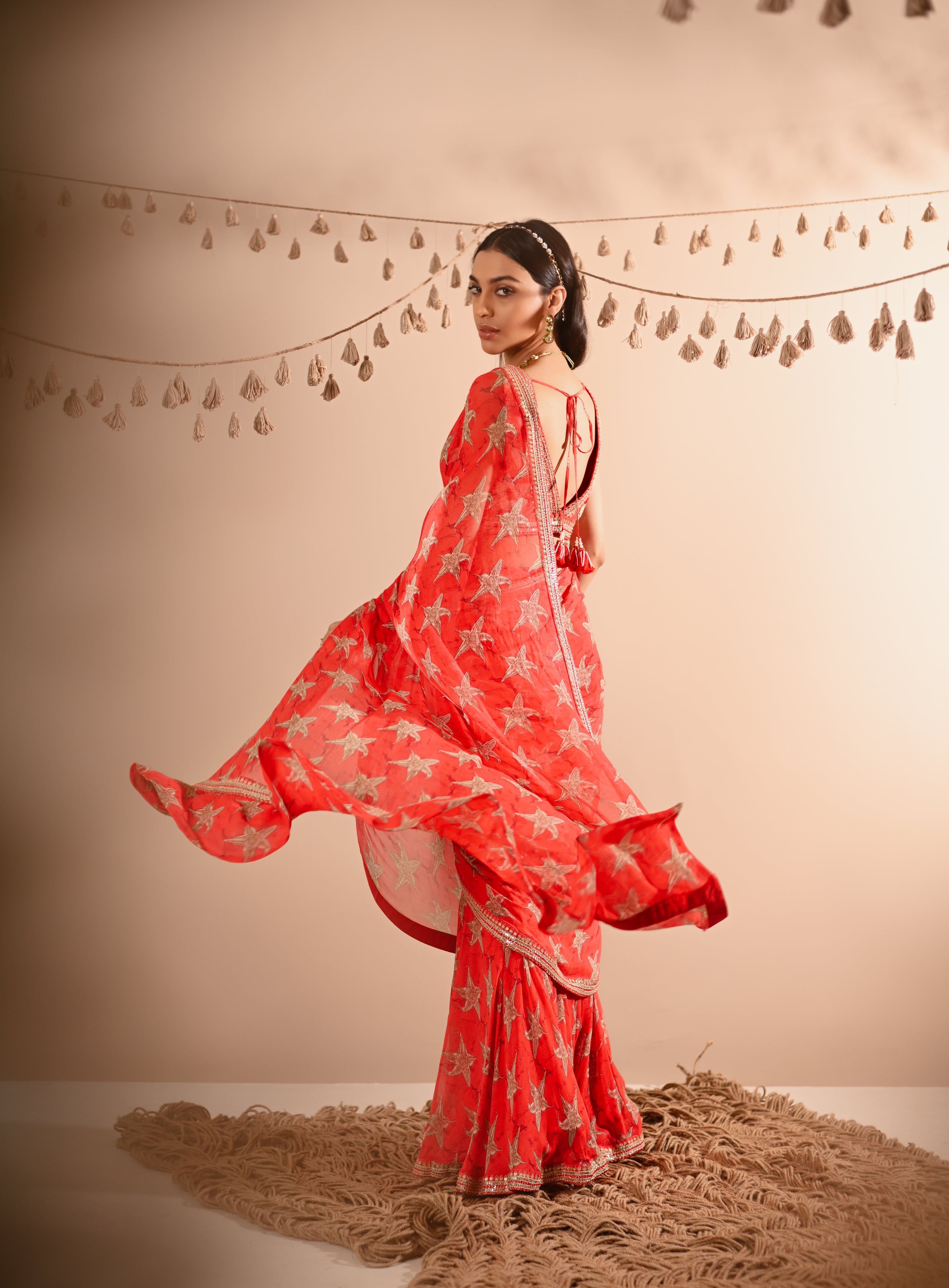 The Carrion Lilly Pre-Draped Sharara Saree Set