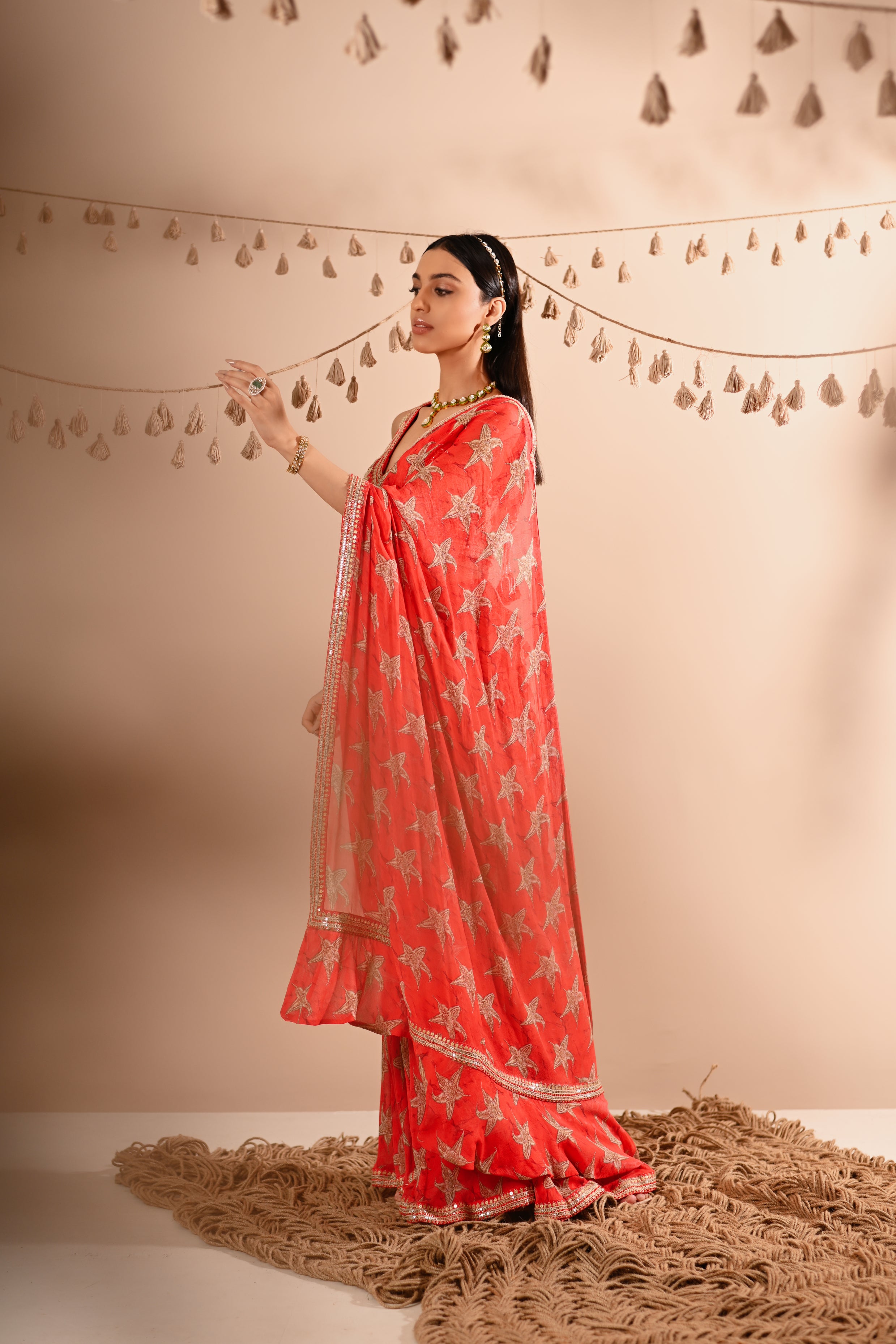 The Carrion Lilly Pre-Draped Sharara Saree Set