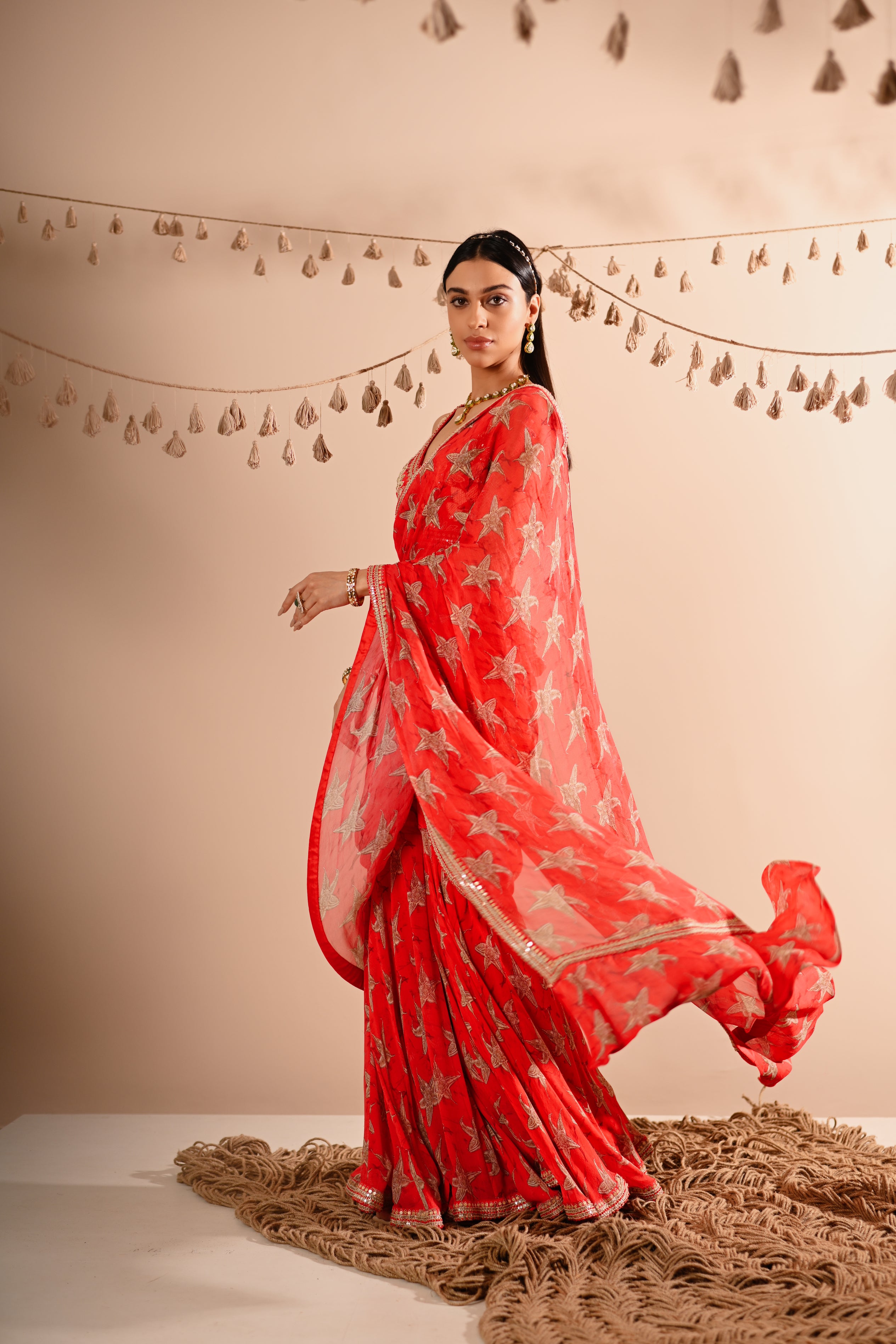 The Carrion Lilly Pre-Draped Sharara Saree Set