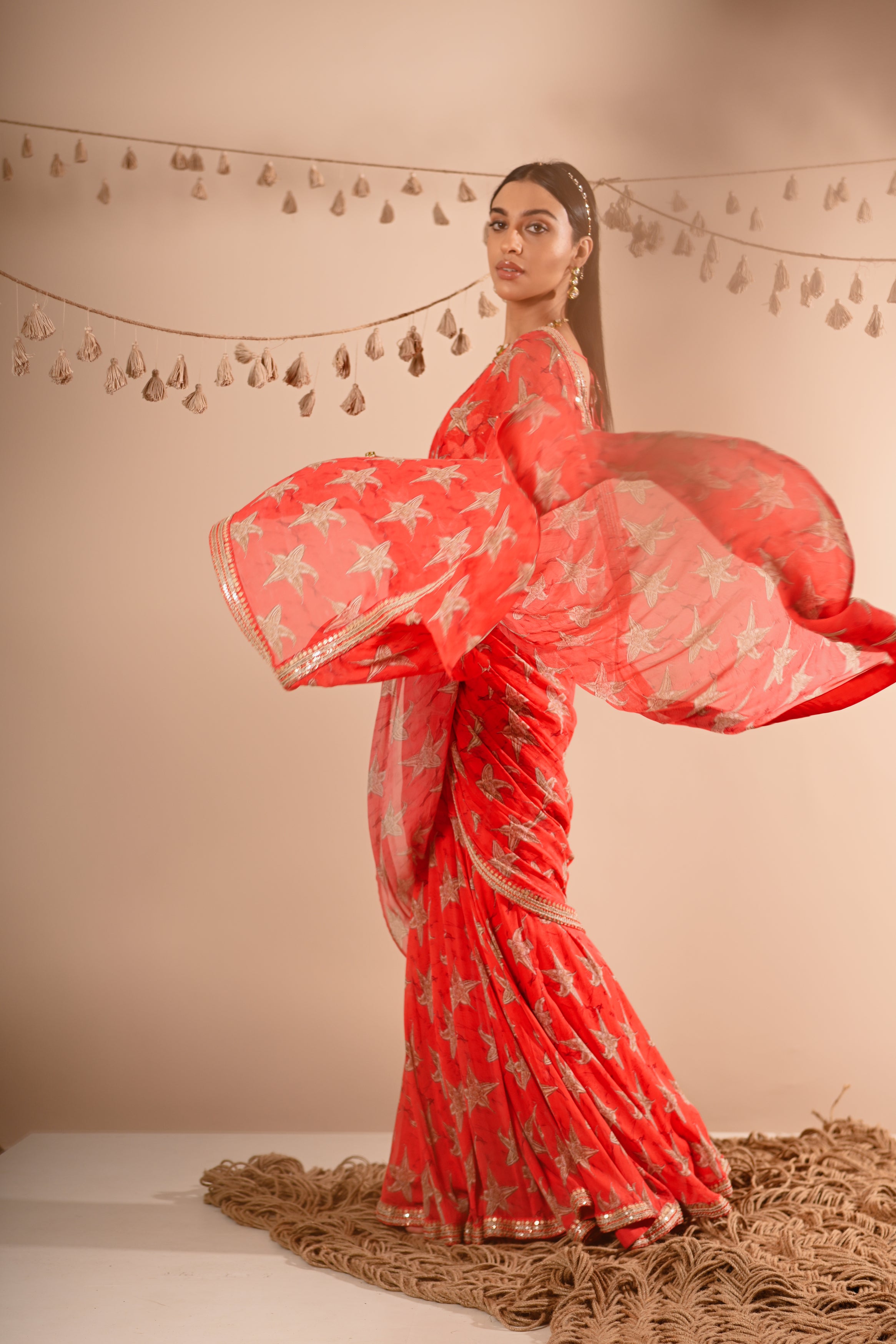 The Carrion Lilly Pre-Draped Sharara Saree Set