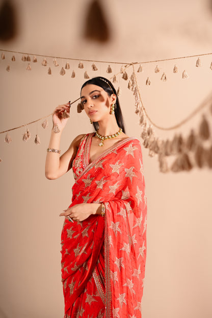 The Carrion Lilly Pre-Draped Sharara Saree Set