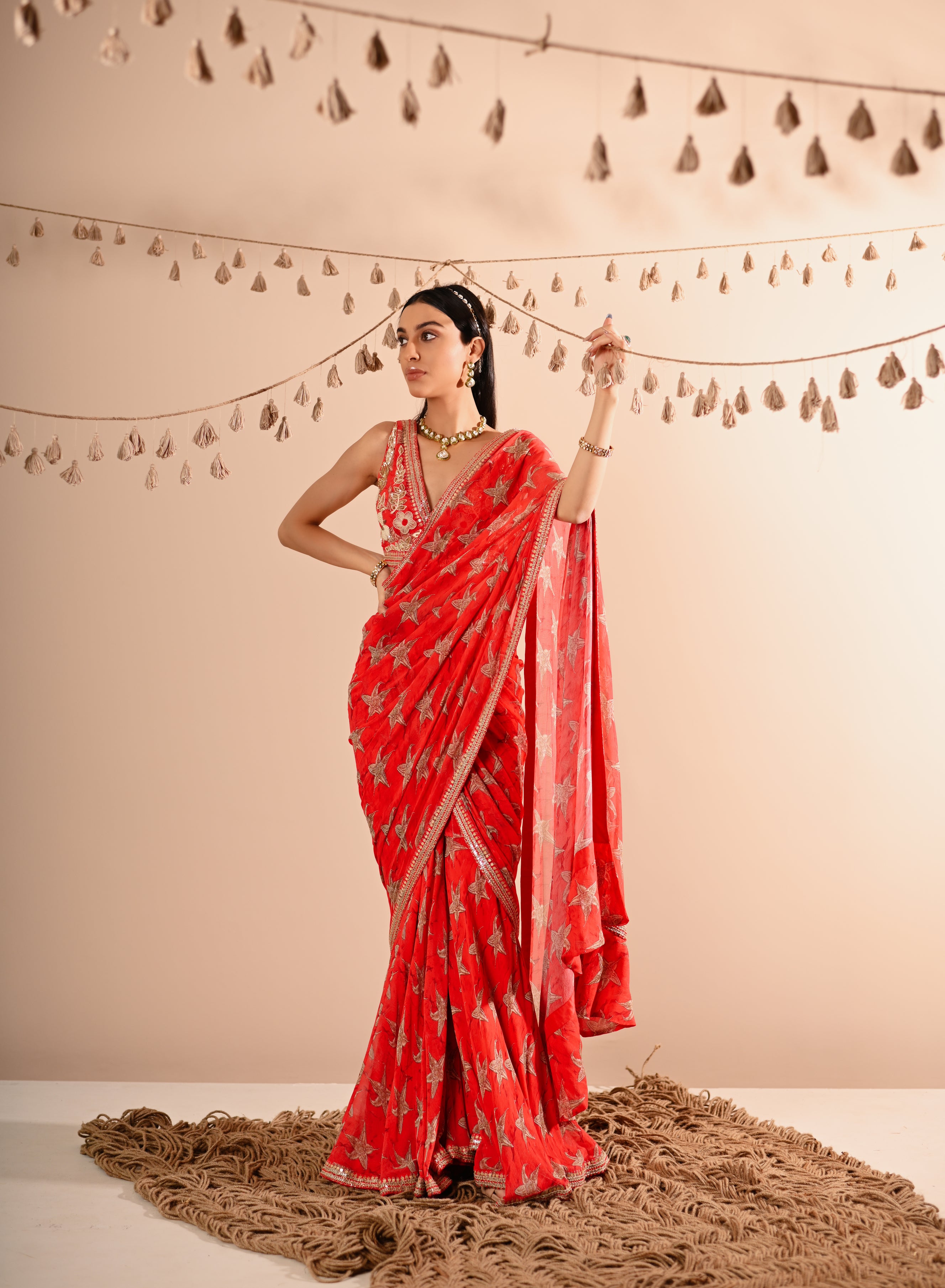 The Carrion Lilly Pre-Draped Sharara Saree Set