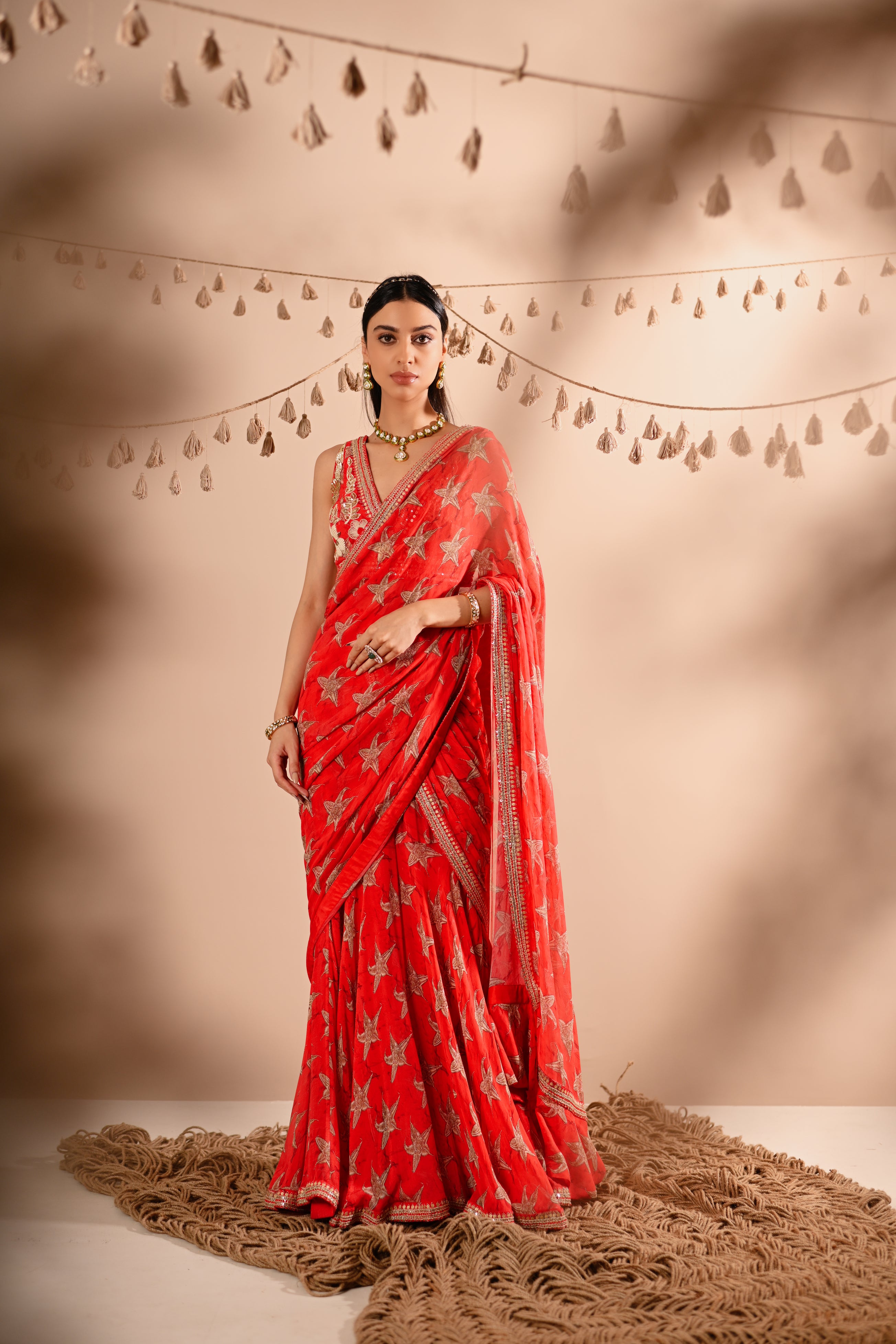 The Carrion Lilly Pre-Draped Sharara Saree Set