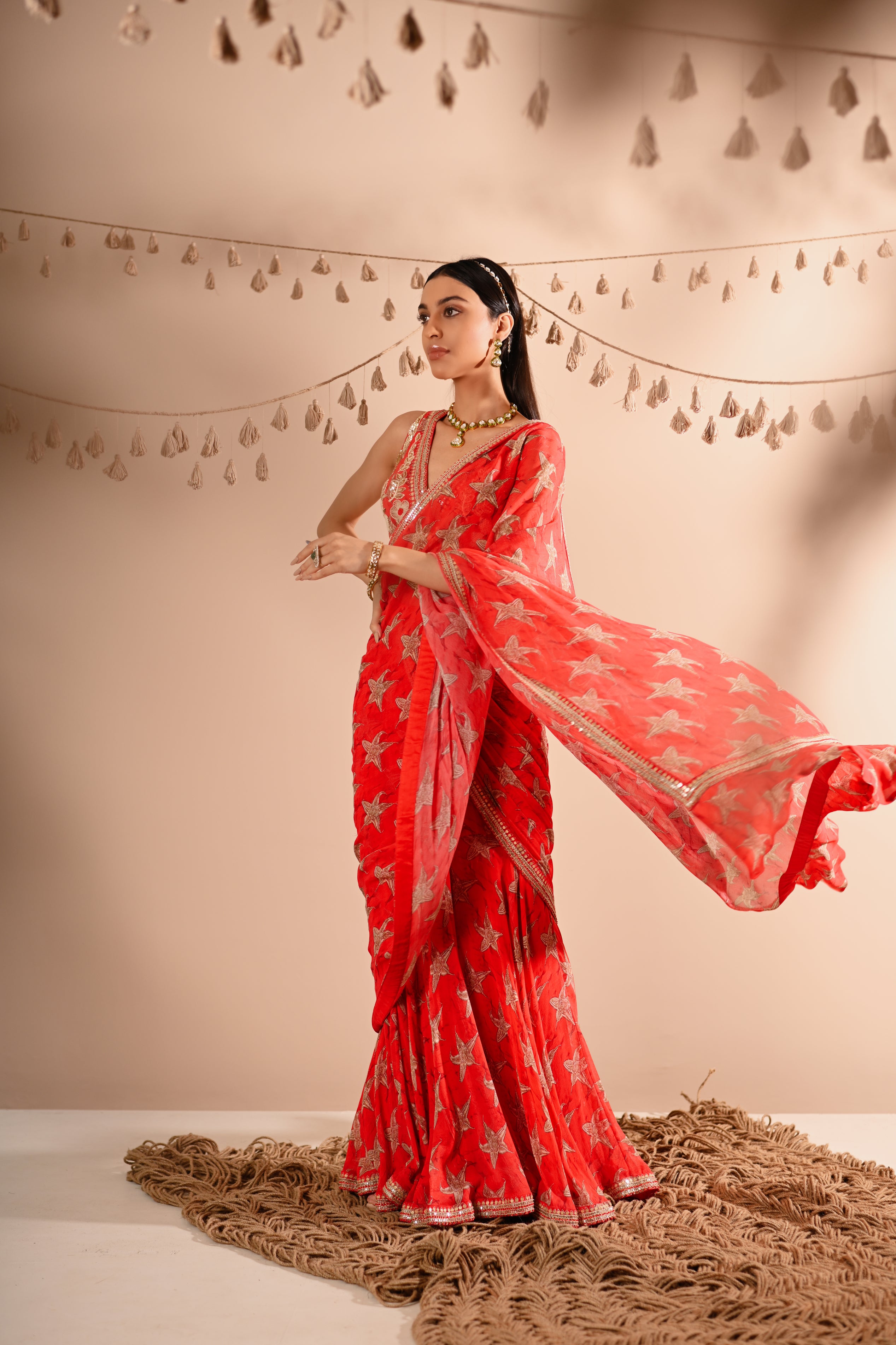 The Carrion Lilly Pre-Draped Sharara Saree Set