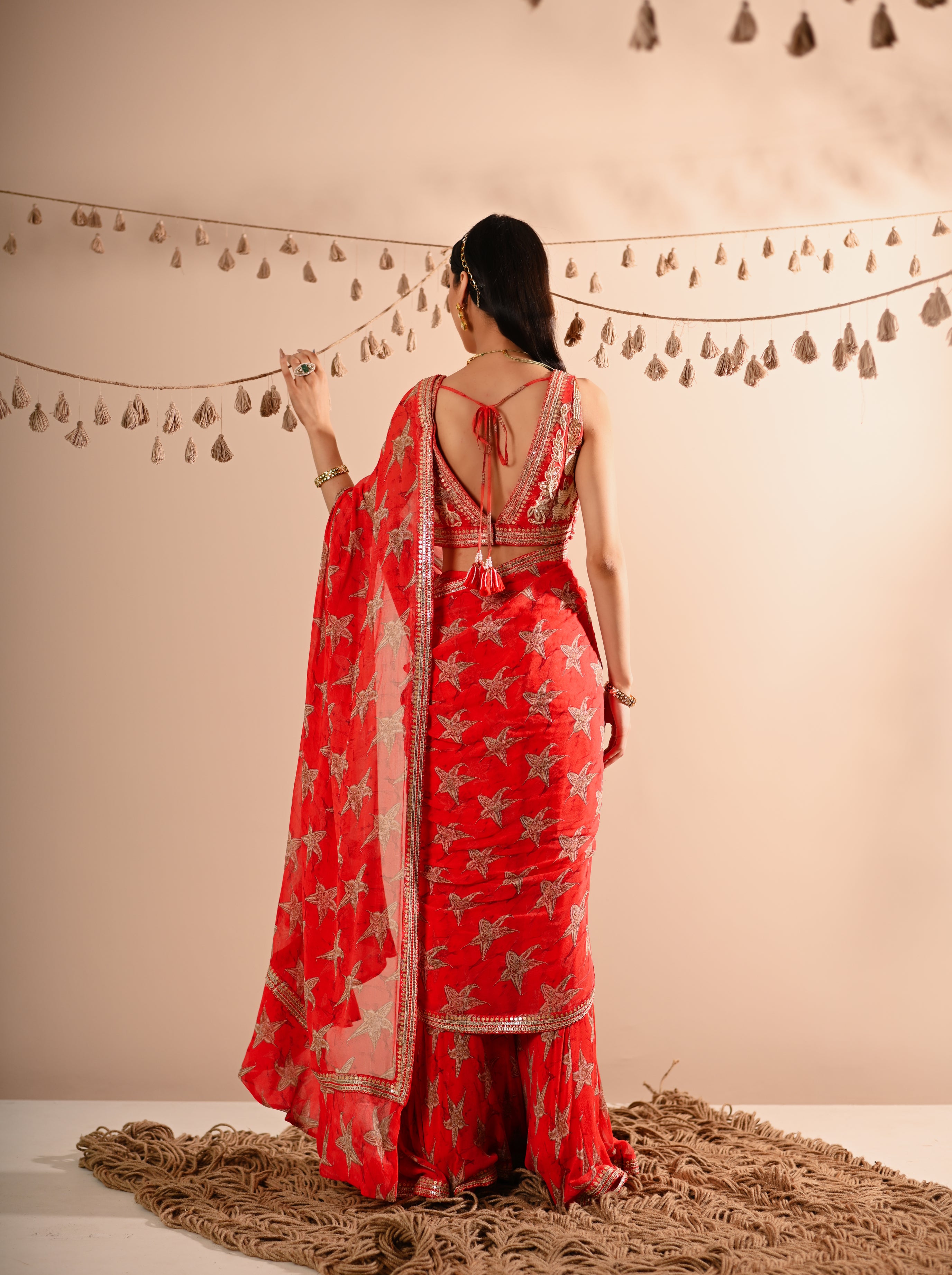 The Carrion Lilly Pre-Draped Sharara Saree Set