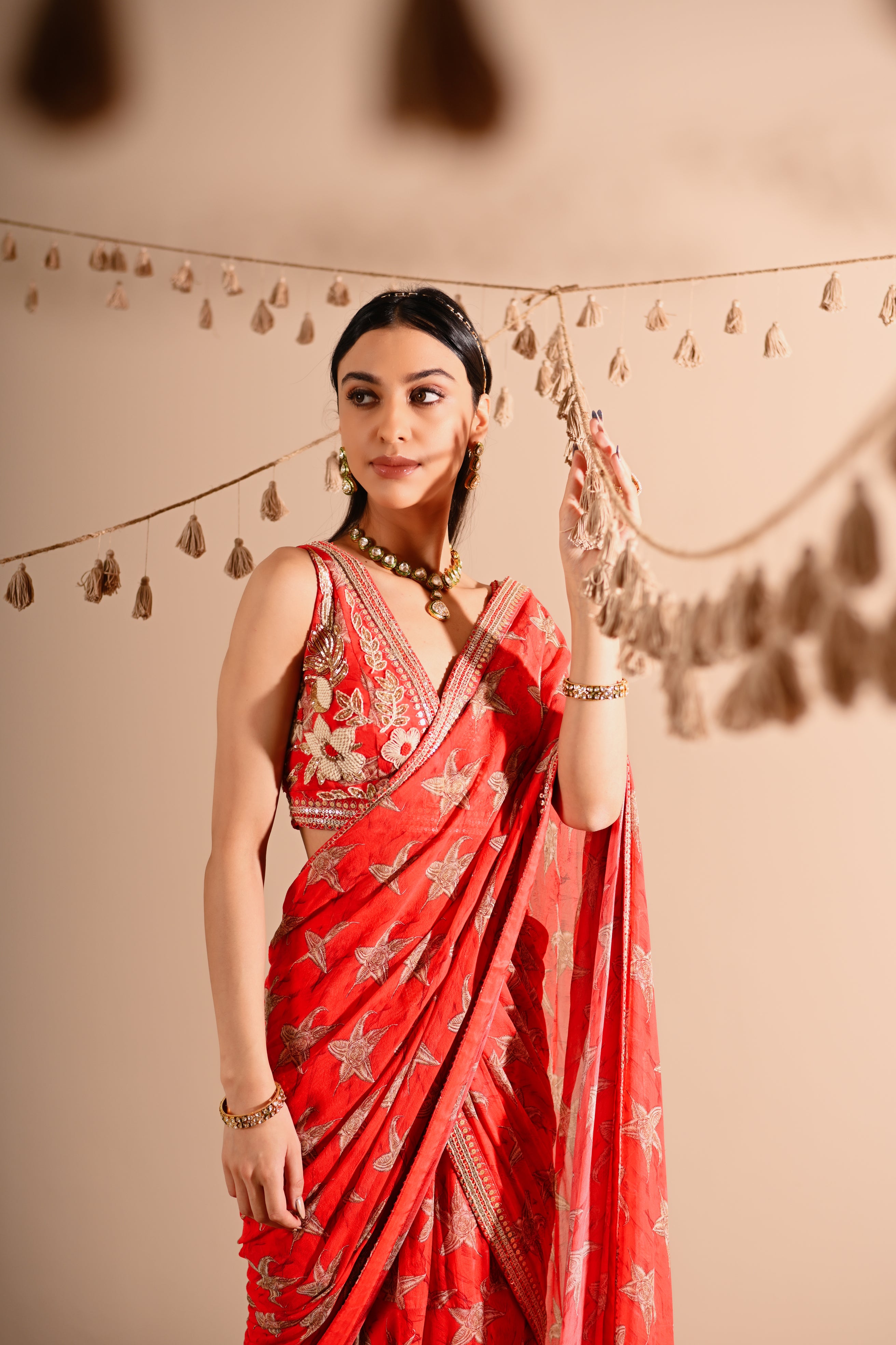 The Carrion Lilly Pre-Draped Sharara Saree Set