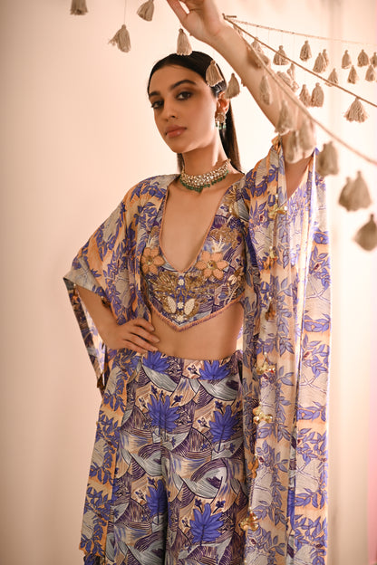 The Mahogany Cape & Sharara Set