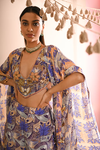 The Mahogany Cape & Sharara Set