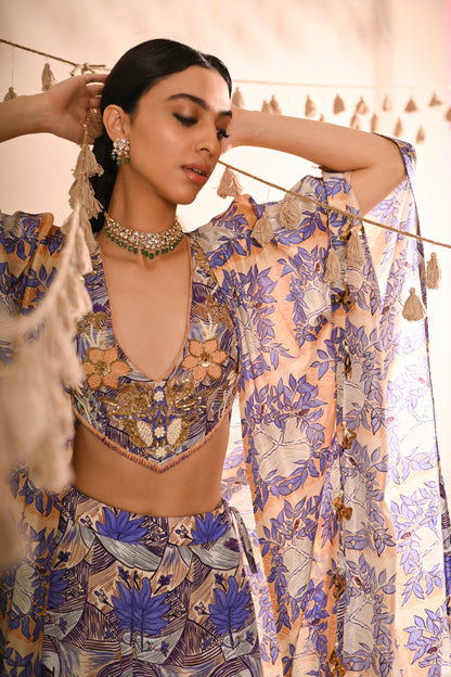 The Mahogany Cape & Sharara Set