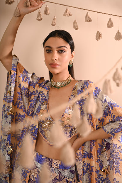 The Mahogany Cape & Sharara Set