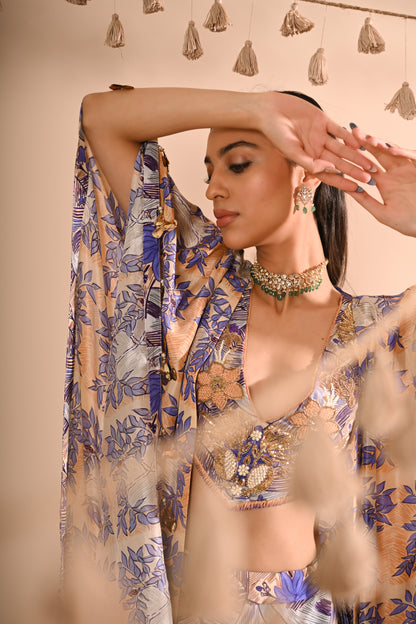 The Mahogany Cape & Sharara Set