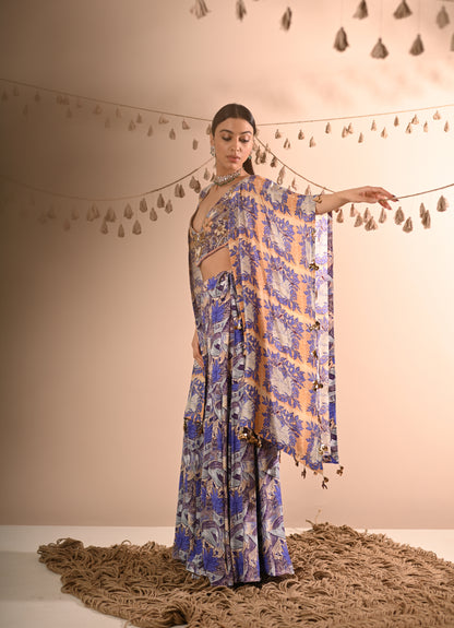 The Mahogany Cape & Sharara Set