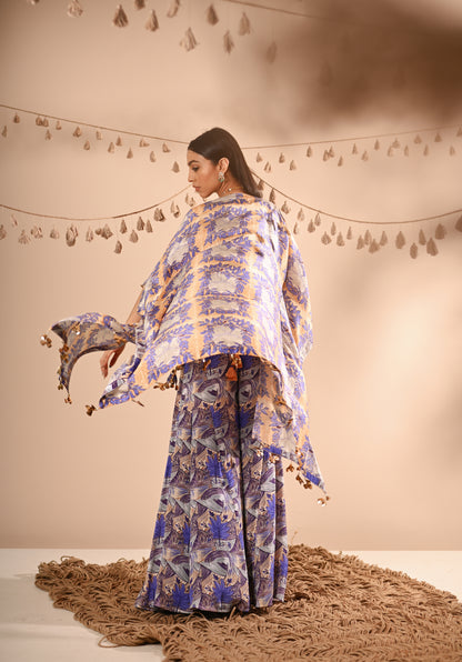 The Mahogany Cape & Sharara Set