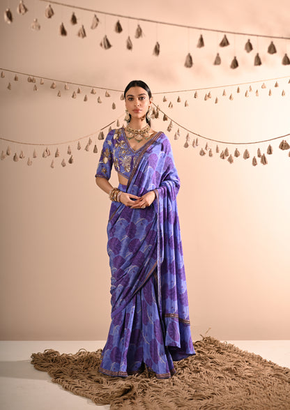 The Poppy Pre-Draped Sharara Saree Set
