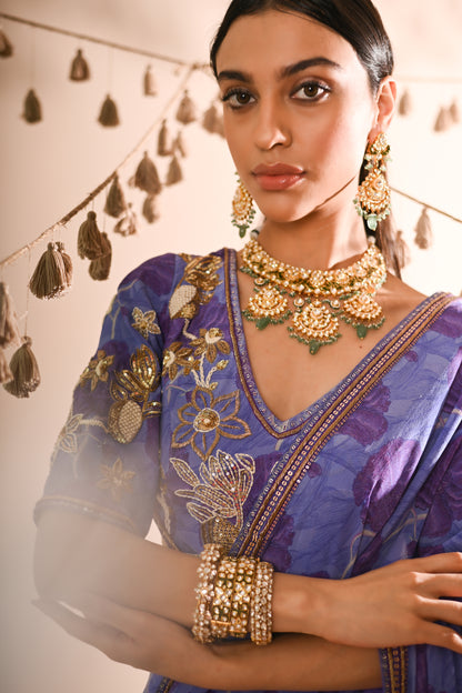 The Poppy Pre-Draped Sharara Saree Set